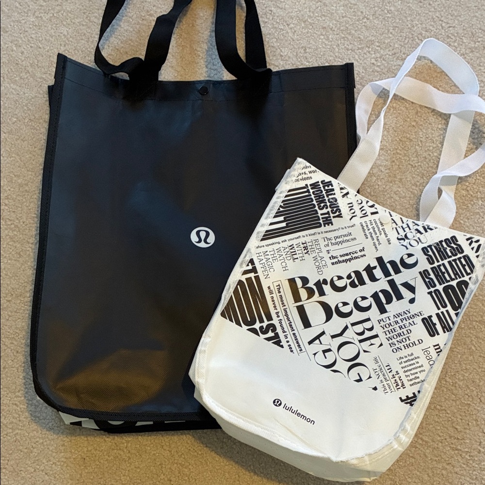 Lululemon Black and White Tote Bags